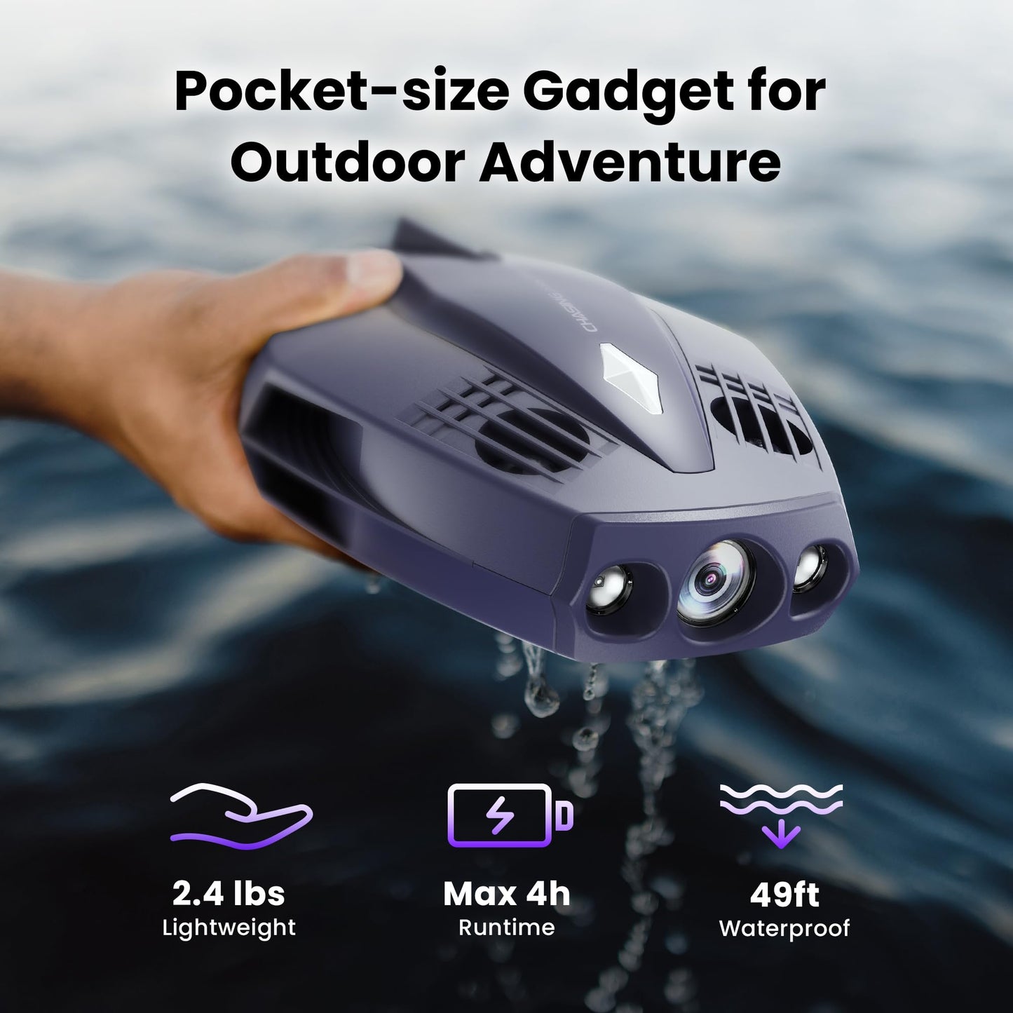 Chasing Dory underwater drone, compact 1080p HD camera, app control, real-time underwater viewing.