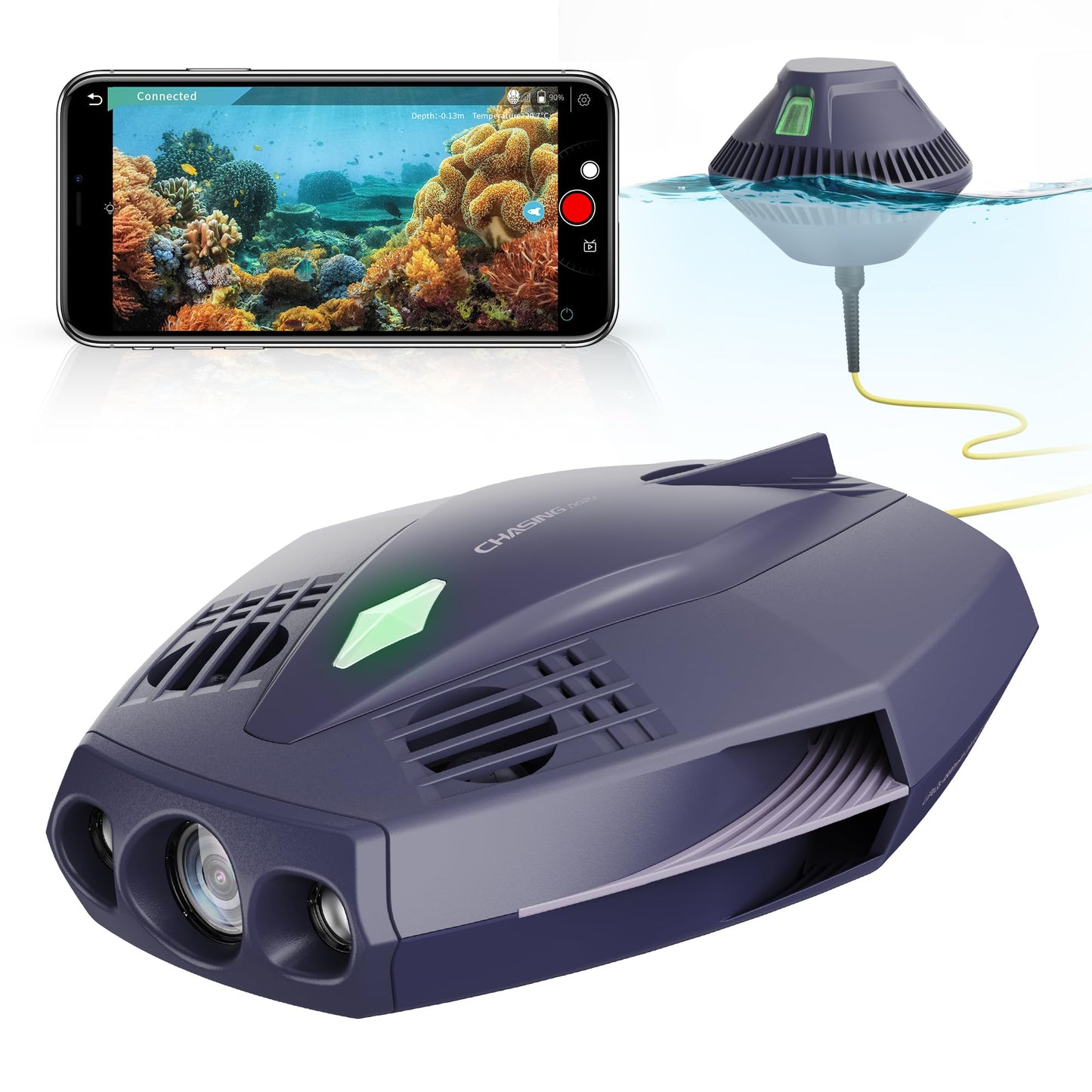 Chasing Dory underwater drone, compact 1080p HD camera, app control, real-time underwater viewing.
