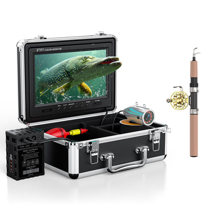Eyoyo 1000TVL camera, 9” LCD, DVR, IR lights, 30m cable, waterproof for ice, boat, lake fishing.