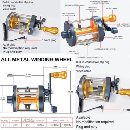 Portable underwater fish finder with 4.3” LCD, IP68 waterproof, compact design for boat, ice, lake fishing.