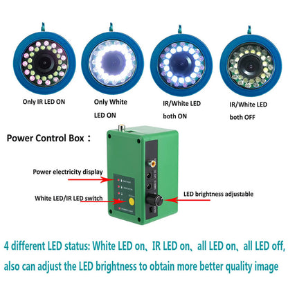9” DVR underwater camera, 1000TVL, 30 LEDs, 30m cable, ideal for ice, sea, and river fishing.