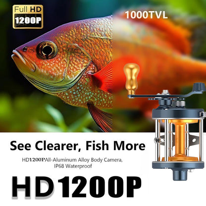 Portable underwater fish finder with 4.3” LCD, IP68 waterproof, compact design for boat, ice, lake fishing.