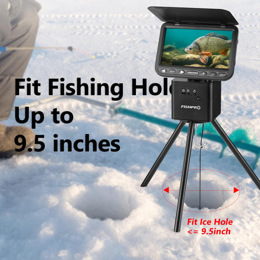 FishPRO M7 DVR tripod, aluminum build, 360° rotation, remote/manual control, stable underwater camera mount.