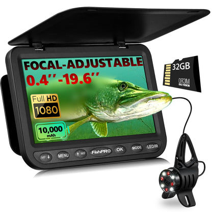 FishPRO 2026 1080P camera, 7” IPS, 10,000mAh battery, USB-C, LED+IR lights, 83ft cable, easy to use.