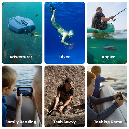 Chasing Dory underwater drone, compact 1080p HD camera, app control, real-time underwater viewing.